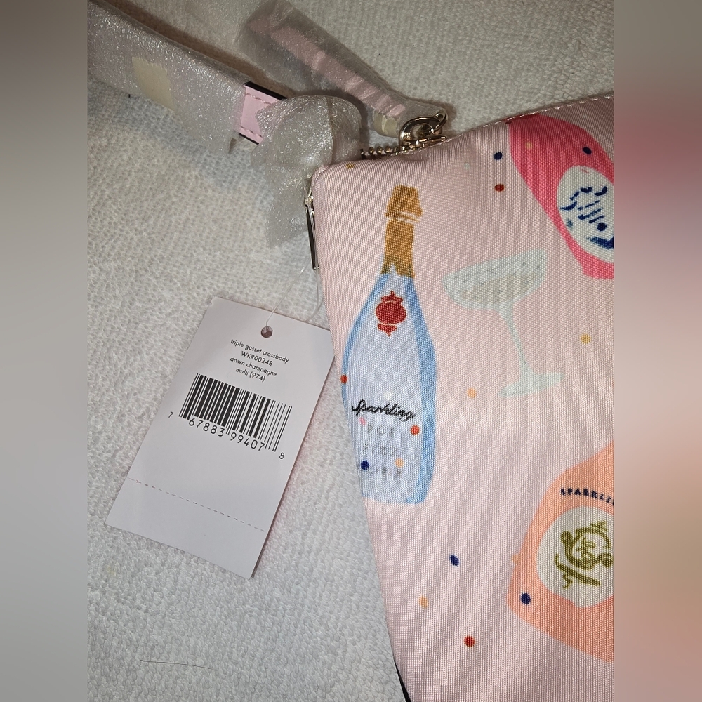 NWT Kate Spate Triple Gusset Pink Dawn Champagne Crossbody 🍾 - Picture 2 of 8